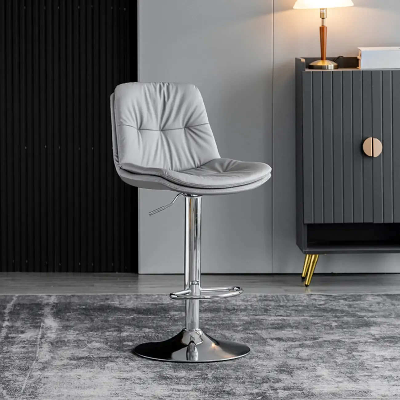 Soft Faux Leather Swivel Adjustable Bar Stools Image - 18