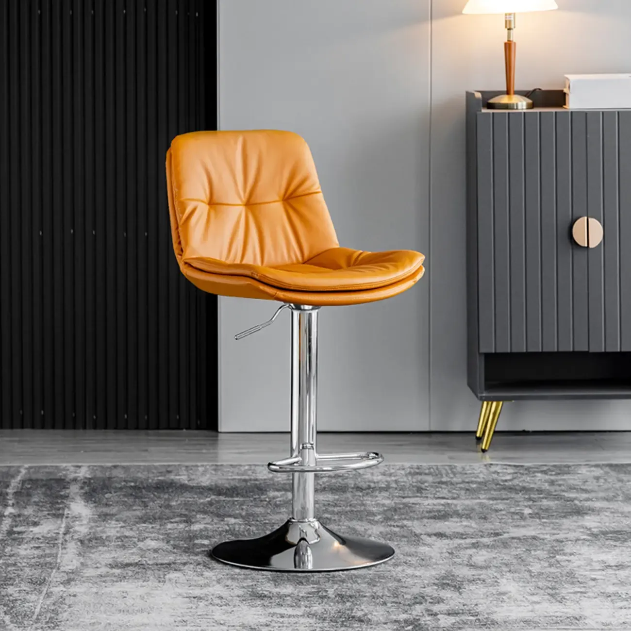Soft Faux Leather Swivel Adjustable Bar Stools Image - 19