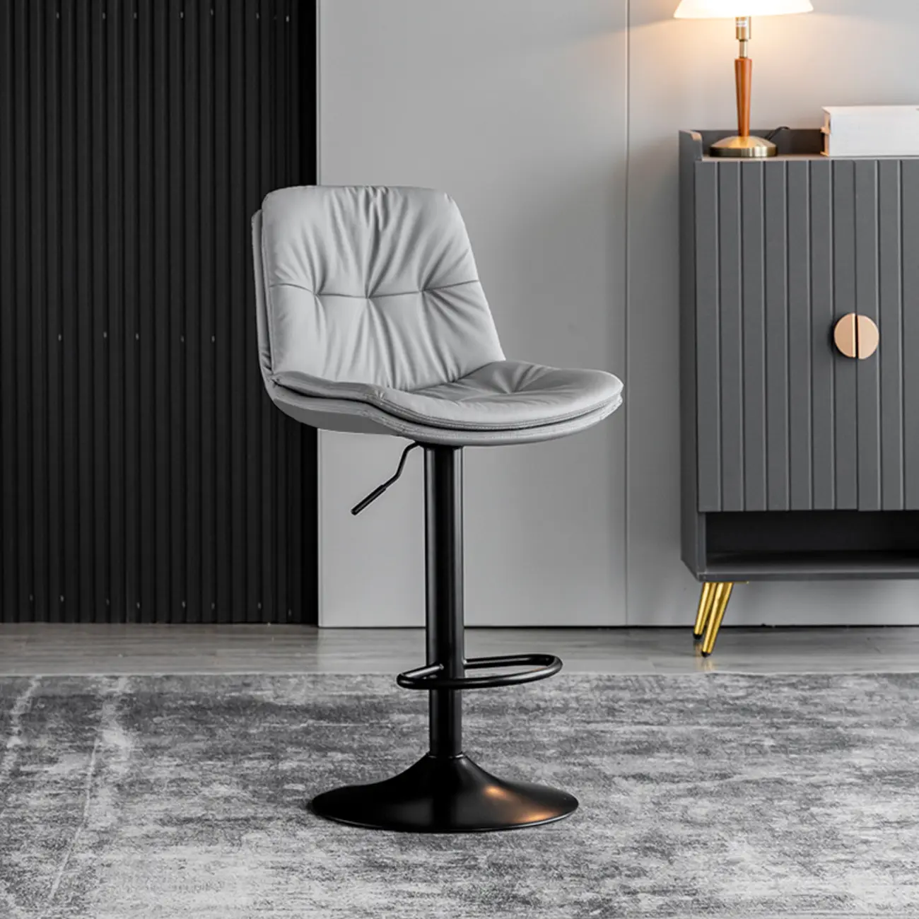 Soft Faux Leather Swivel Adjustable Bar Stools Image - 12 | homeyfad