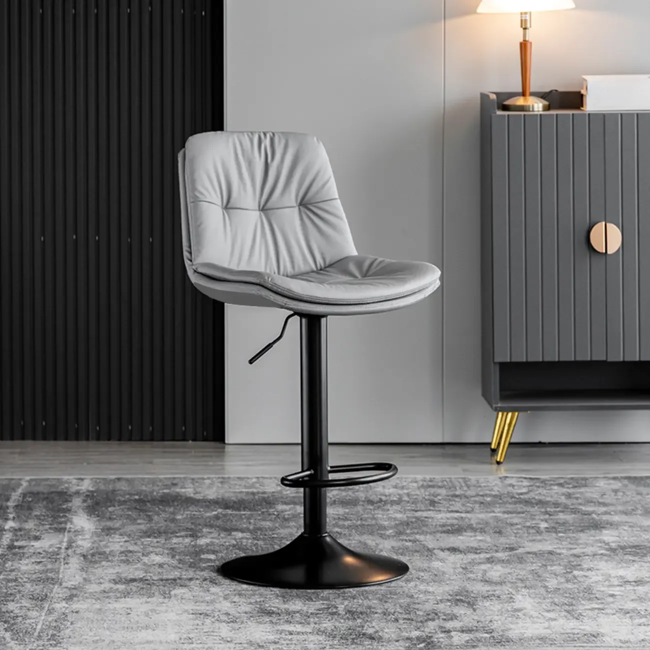 Soft Faux Leather Swivel Adjustable Bar Stools Image - 12