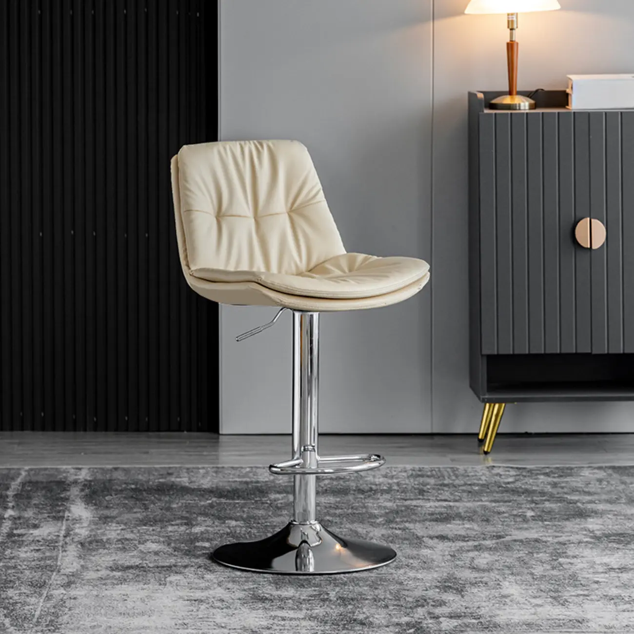 Soft Faux Leather Swivel Adjustable Bar Stools Image - 20 | homeyfad