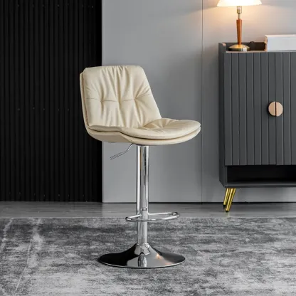 Soft Faux Leather Swivel Adjustable Bar Stools Image - 20