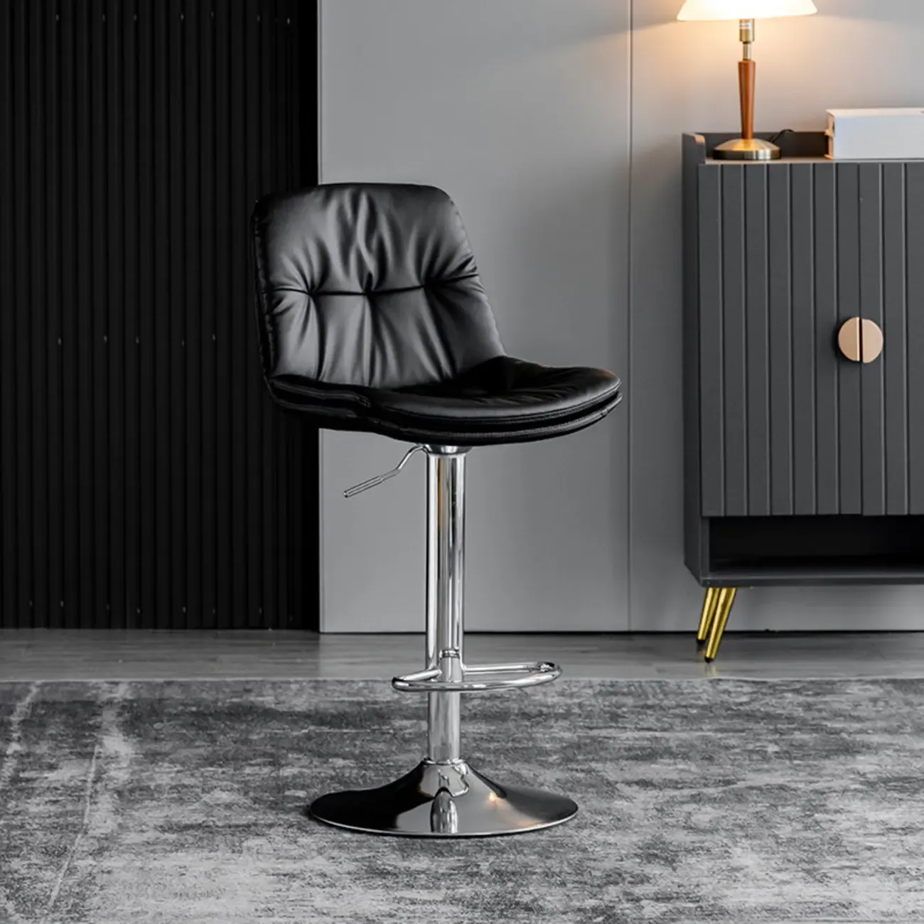 Soft Faux Leather Swivel Adjustable Bar Stools Image - 21