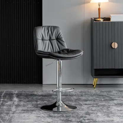 Soft Faux Leather Swivel Adjustable Bar Stools Image - 22