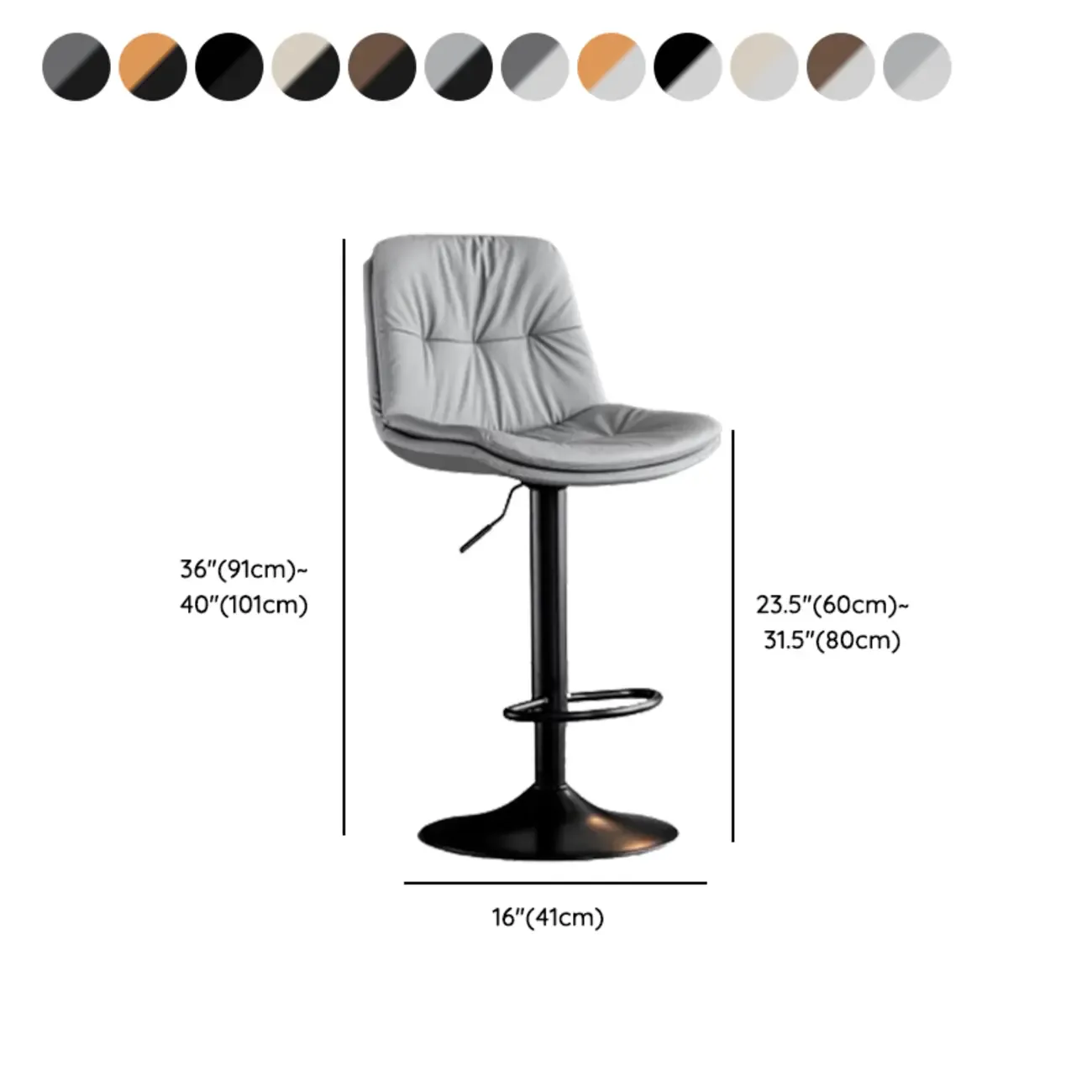 Soft Faux Leather Swivel Adjustable Bar Stools #size
