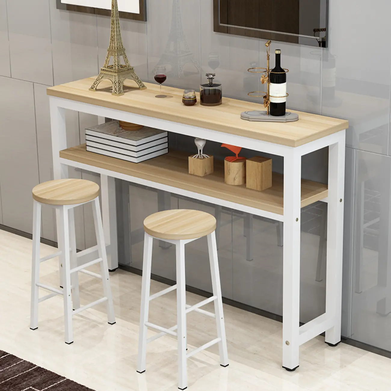 Modern Reddish Engineered Wood Bar Tables Image - 2 | homeyfad