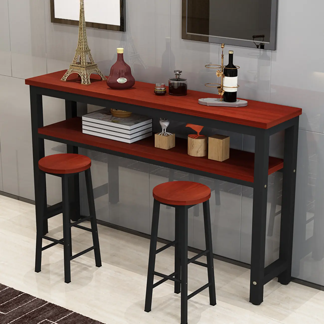 Modern Reddish Engineered Wood Bar Tables Image - 3 | homeyfad