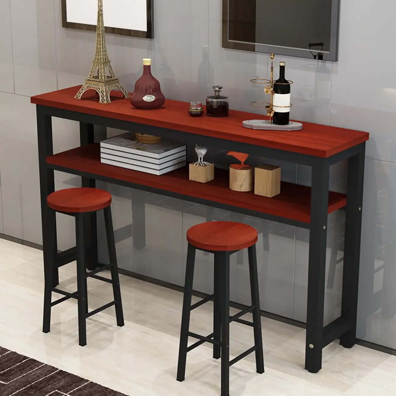Modern Reddish Engineered Wood Bar Tables Image - 3