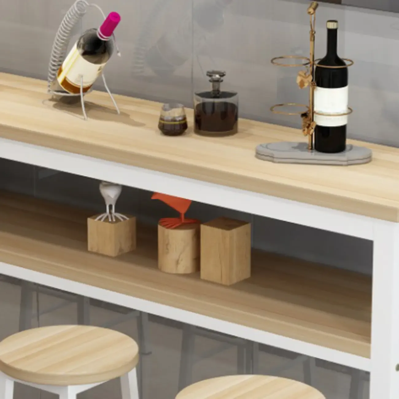 Modern Reddish Engineered Wood Bar Tables Image - 5