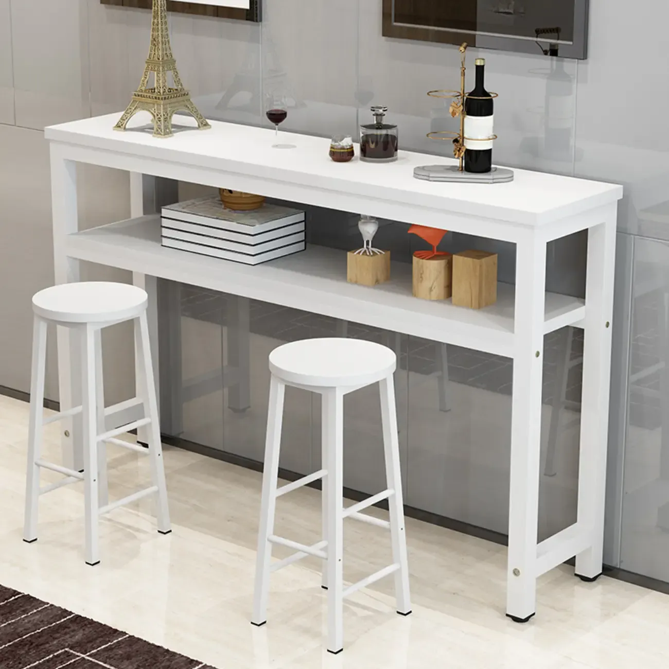 Modern Reddish Engineered Wood Bar Tables Image - 6