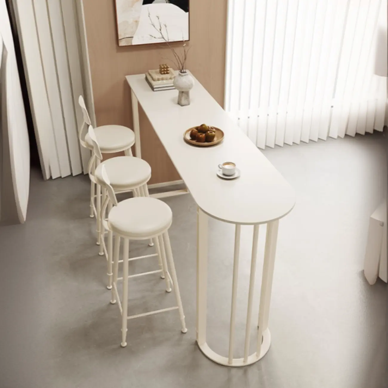 Free Form Sintered Stone White Bar Table Image - 3 | homeyfad