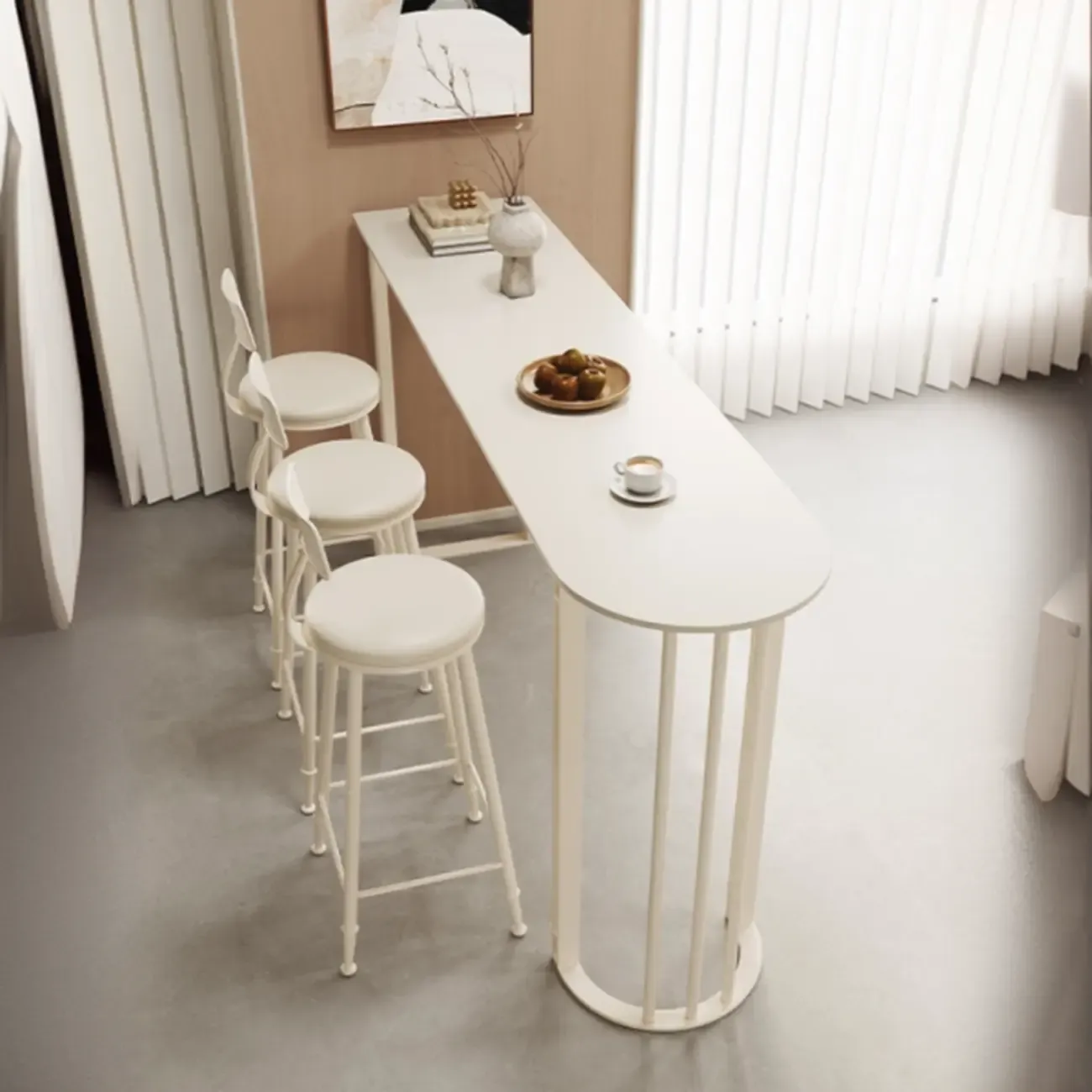 Free Form Sintered Stone White Bar Table Image - 3