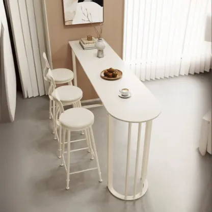 Free Form Sintered Stone White Bar Table Image - 3