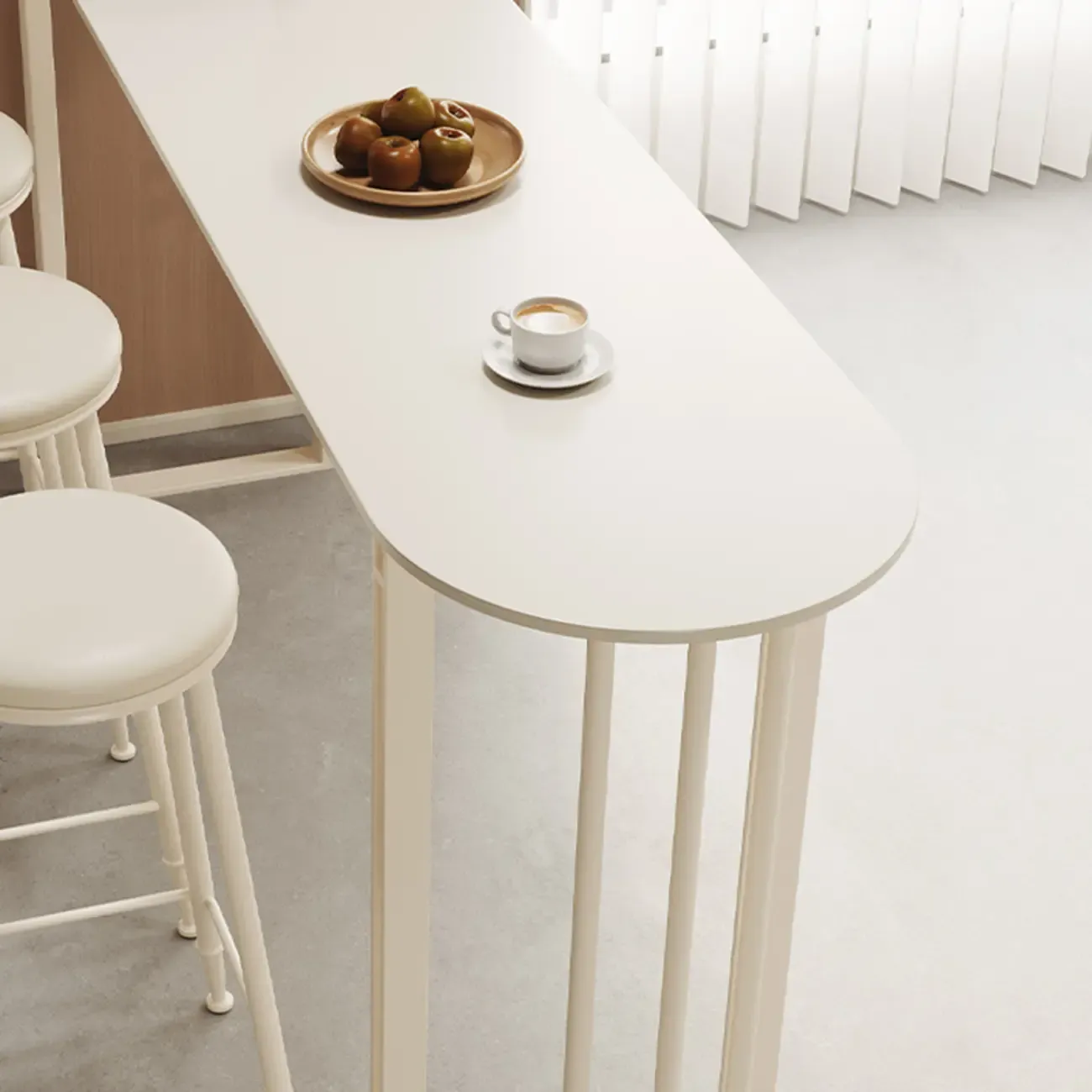 Free Form Sintered Stone White Bar Table Image - 4