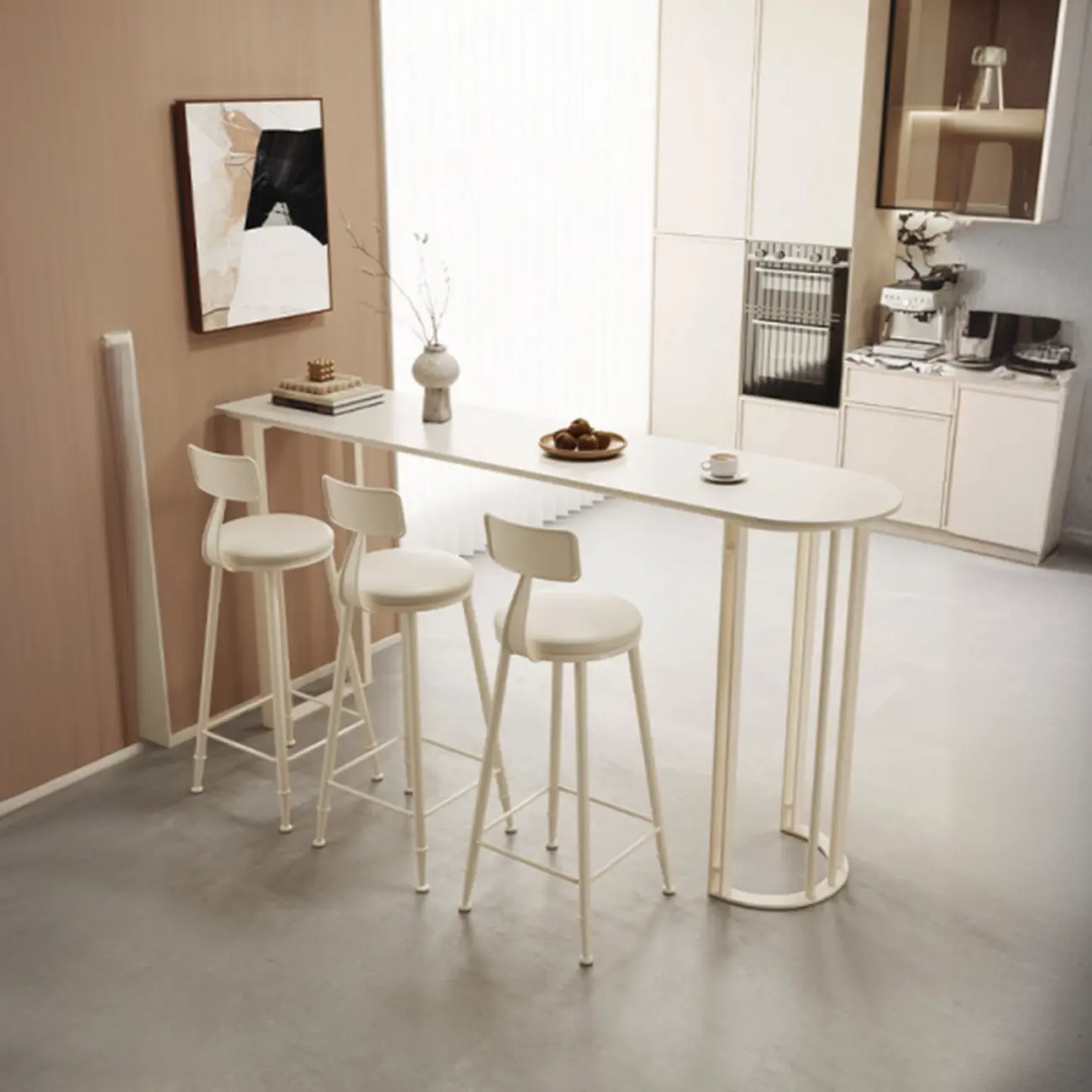 Free Form Sintered Stone White Bar Table Image - 6 | homeyfad