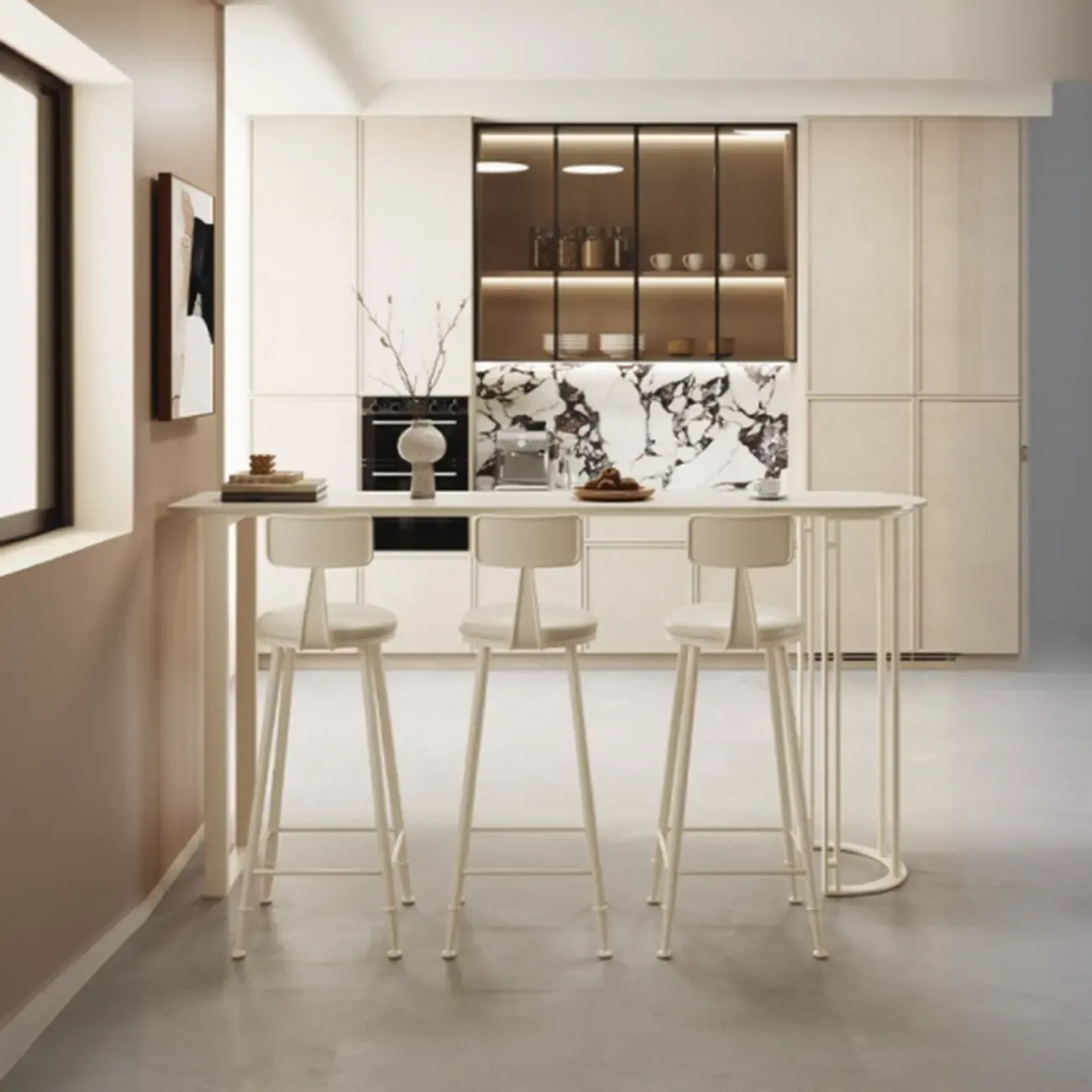 Free Form Sintered Stone White Bar Table Image - 7