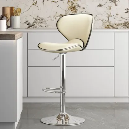 Modern Shell-Shape Leather Adjustable Swivel Bar Stools Image - 6