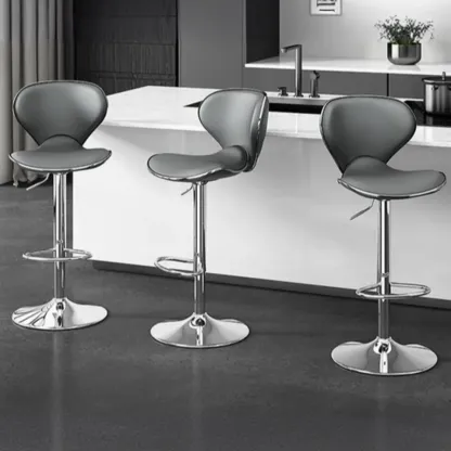 Modern Shell-Shape Leather Adjustable Swivel Bar Stools Image - 9