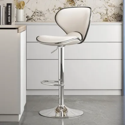 Modern Shell-Shape Leather Adjustable Swivel Bar Stools Image - 4