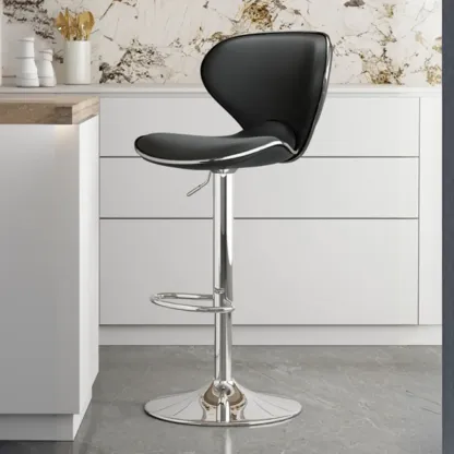 Modern Shell-Shape Leather Adjustable Swivel Bar Stools Image - 8