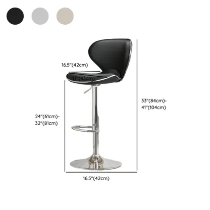 Modern Shell-Shape Leather Adjustable Swivel Bar Stools Image - 18