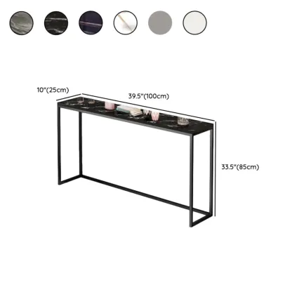 Minimalist Black Metal Bar Tables with Stone Top #size