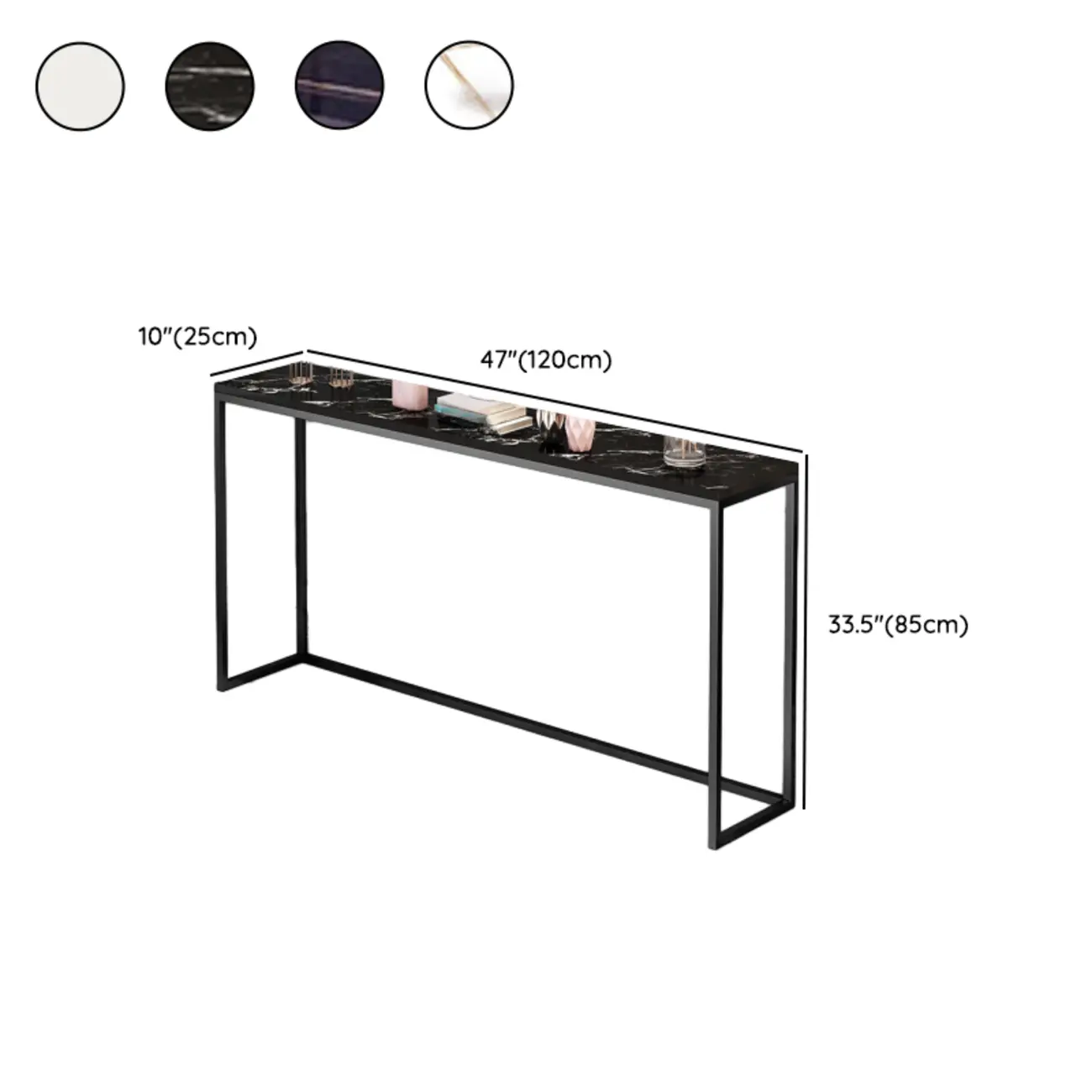 Minimalist Black Metal Bar Tables with Stone Top Image - 12 | homeyfad