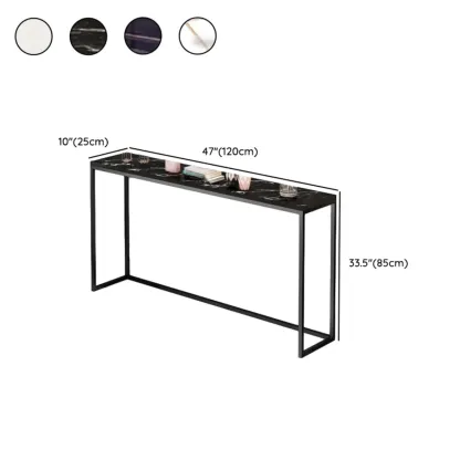 Minimalist Black Metal Bar Tables with Stone Top Image - 12