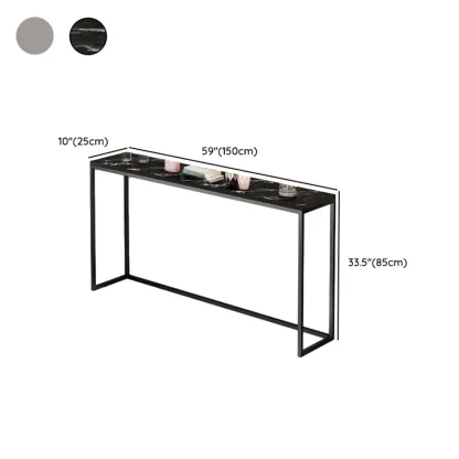 Minimalist Black Metal Bar Tables with Stone Top Image - 13