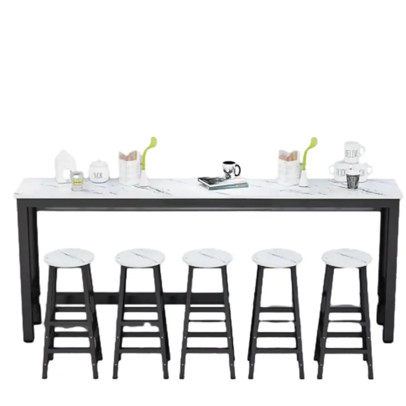Modern White Metal Fixed Top Design Bar Tables Image - 3