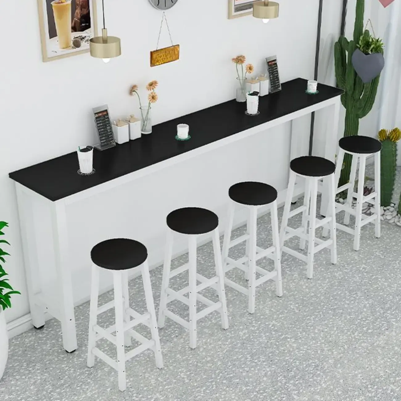 Modern White Metal Fixed Top Design Bar Tables Image - 4