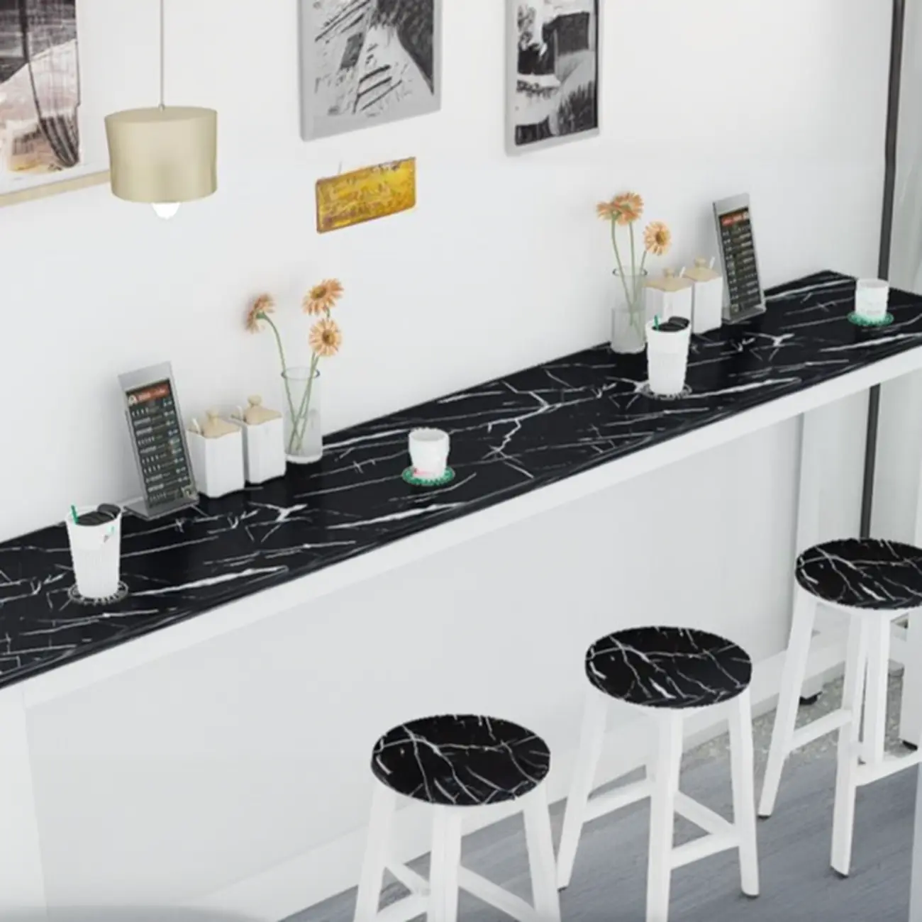 Modern White Metal Fixed Top Design Bar Tables Image - 5 | homeyfad