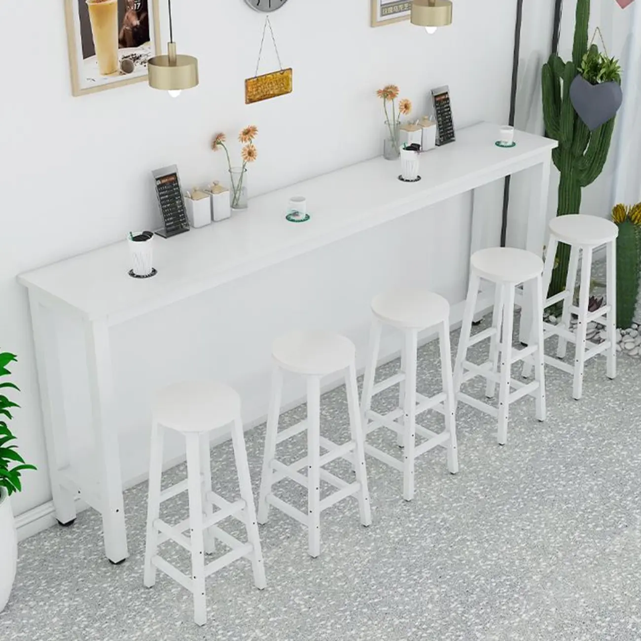 Modern White Metal Fixed Top Design Bar Tables Image - 7 | homeyfad