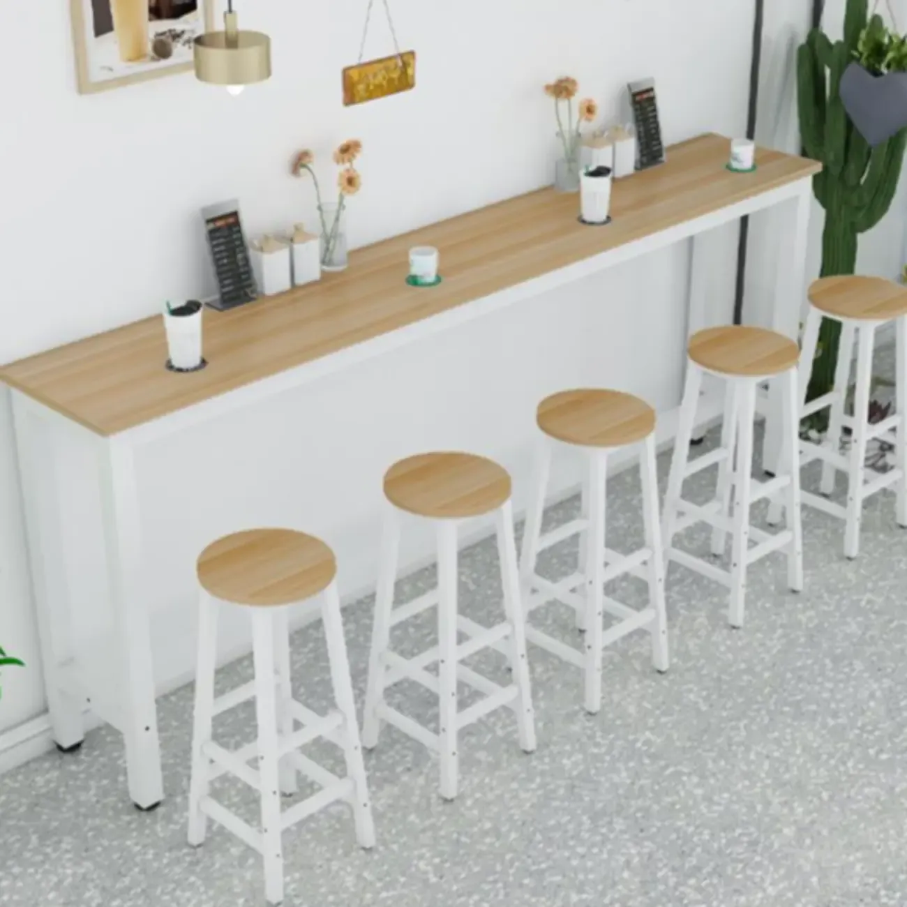 Modern White Metal Fixed Top Design Bar Tables Image - 10