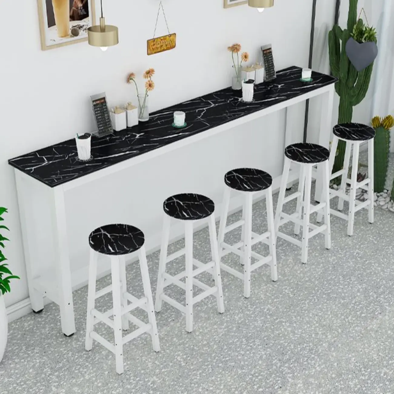 Modern White Metal Fixed Top Design Bar Tables Image - 12 | homeyfad