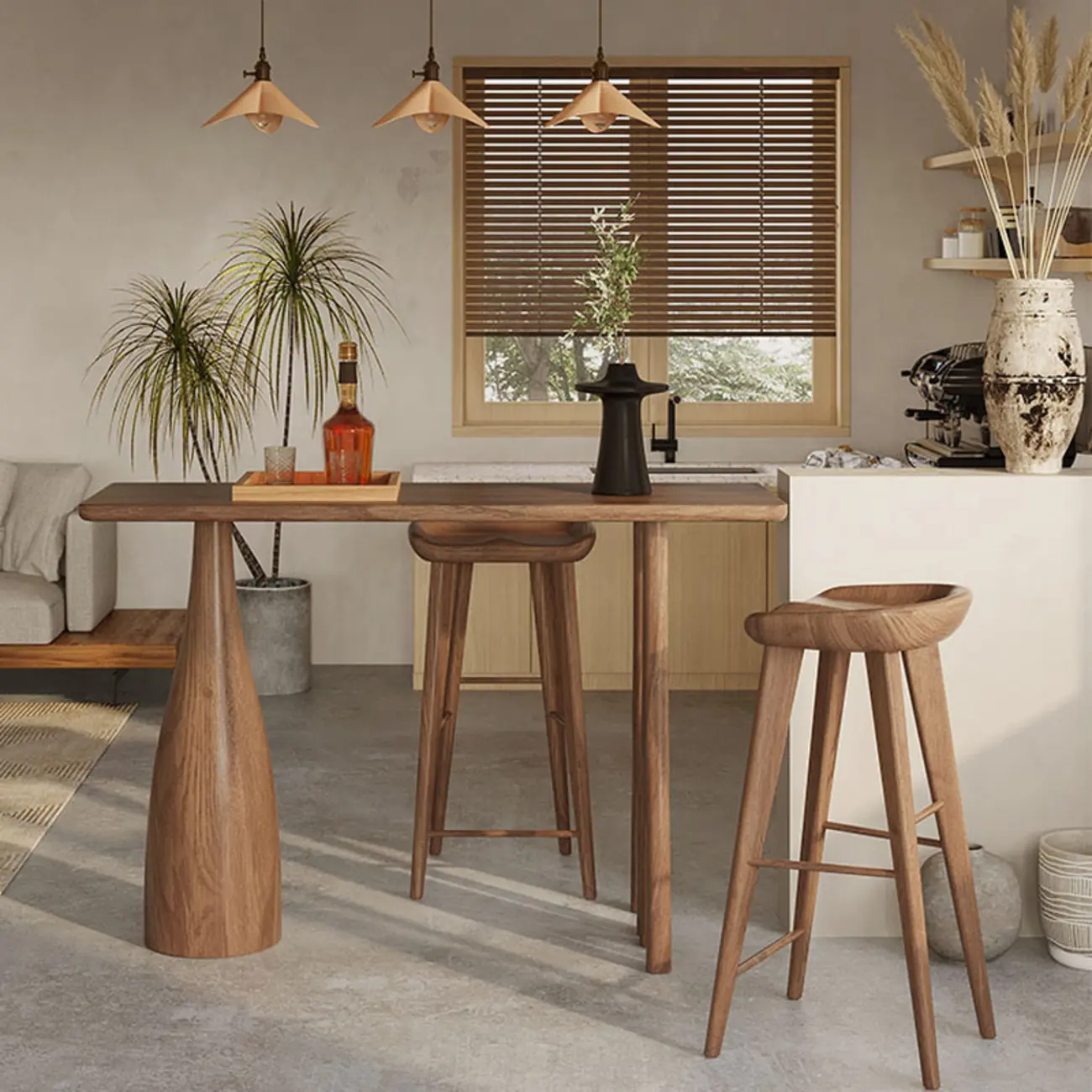 Stylish Brown Natural Wooden Bar Table for Home Bistro Image - 3 | homeyfad