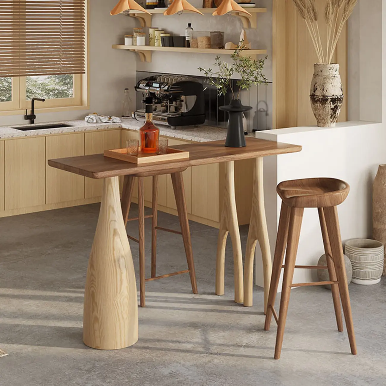 Stylish Brown Natural Wooden Bar Table for Home Bistro Image - 4 | homeyfad