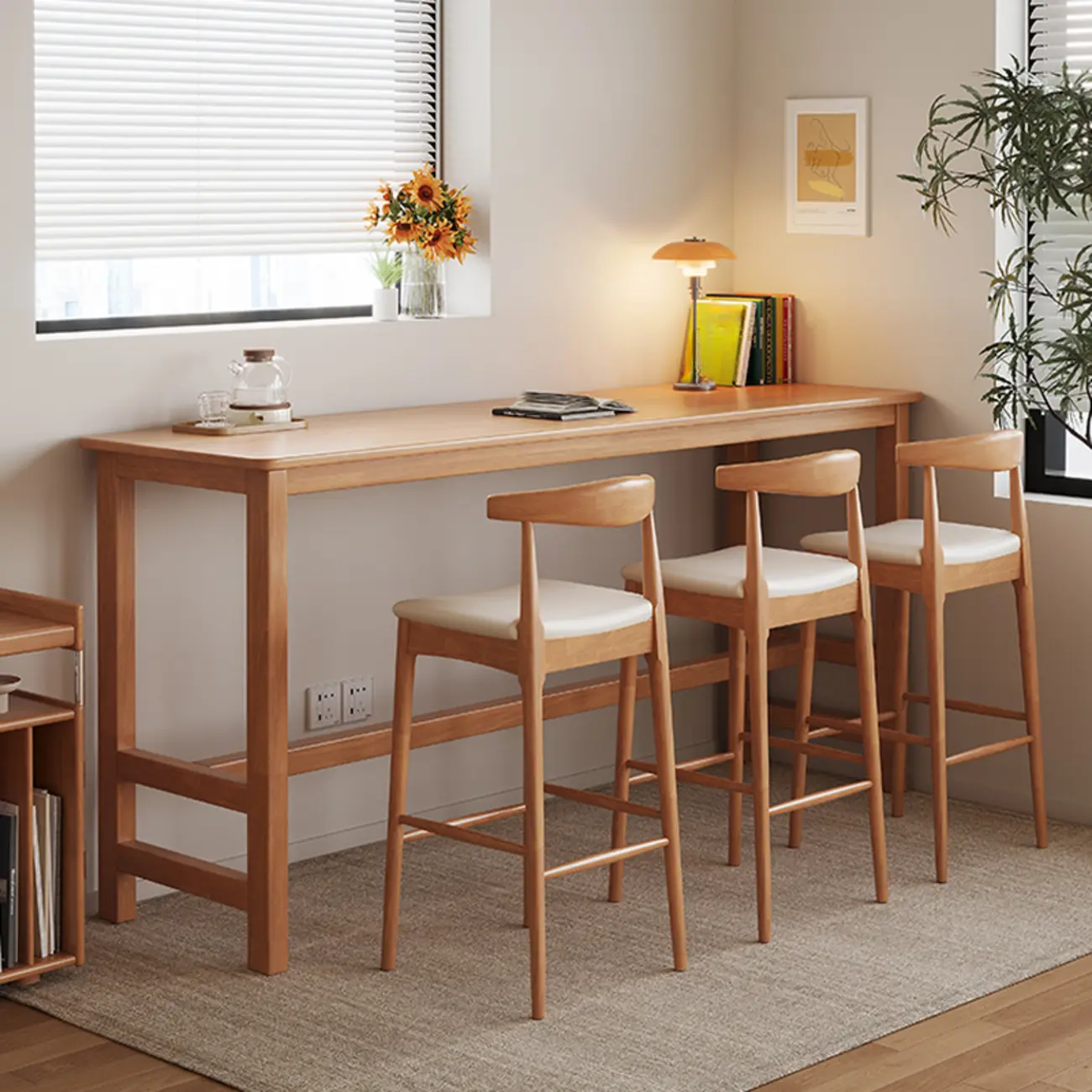 Modern Rubberwood Bar Tables with Trestle Base Image - 1 | homeyfad