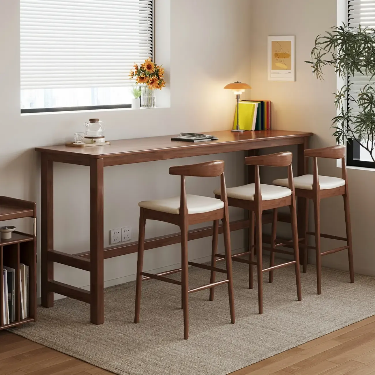 Modern Rubberwood Bar Tables with Trestle Base Image - 3