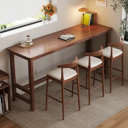 Modern Rubberwood Bar Tables with Trestle Base Image - 4