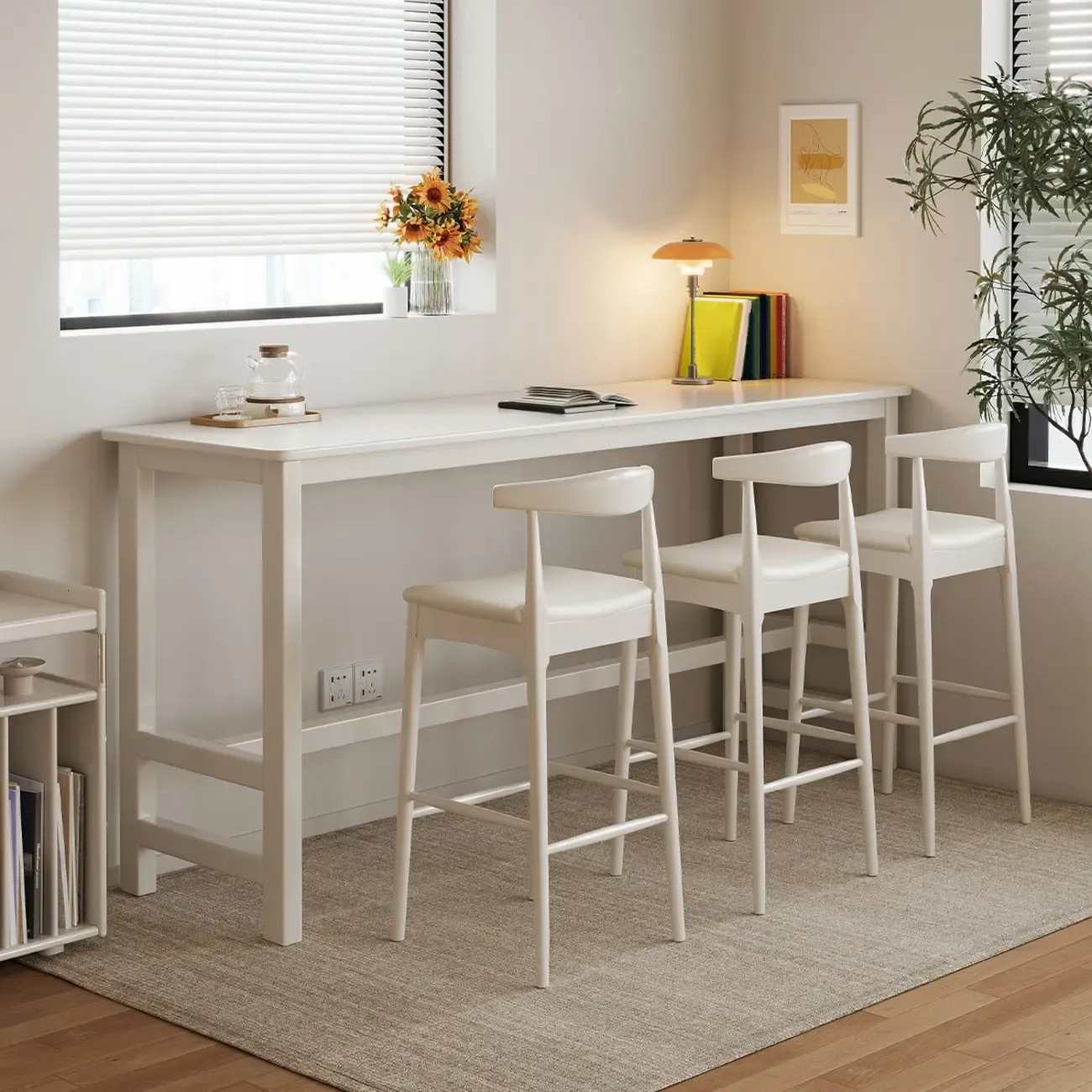 Modern Rubberwood Bar Tables with Trestle Base Image - 5
