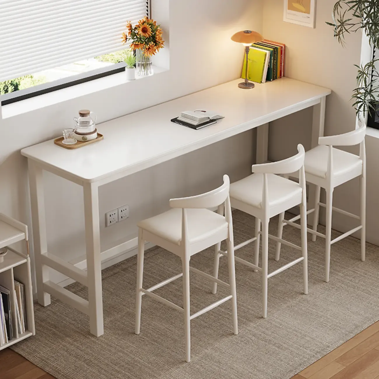 Modern Rubberwood Bar Tables with Trestle Base Image - 6