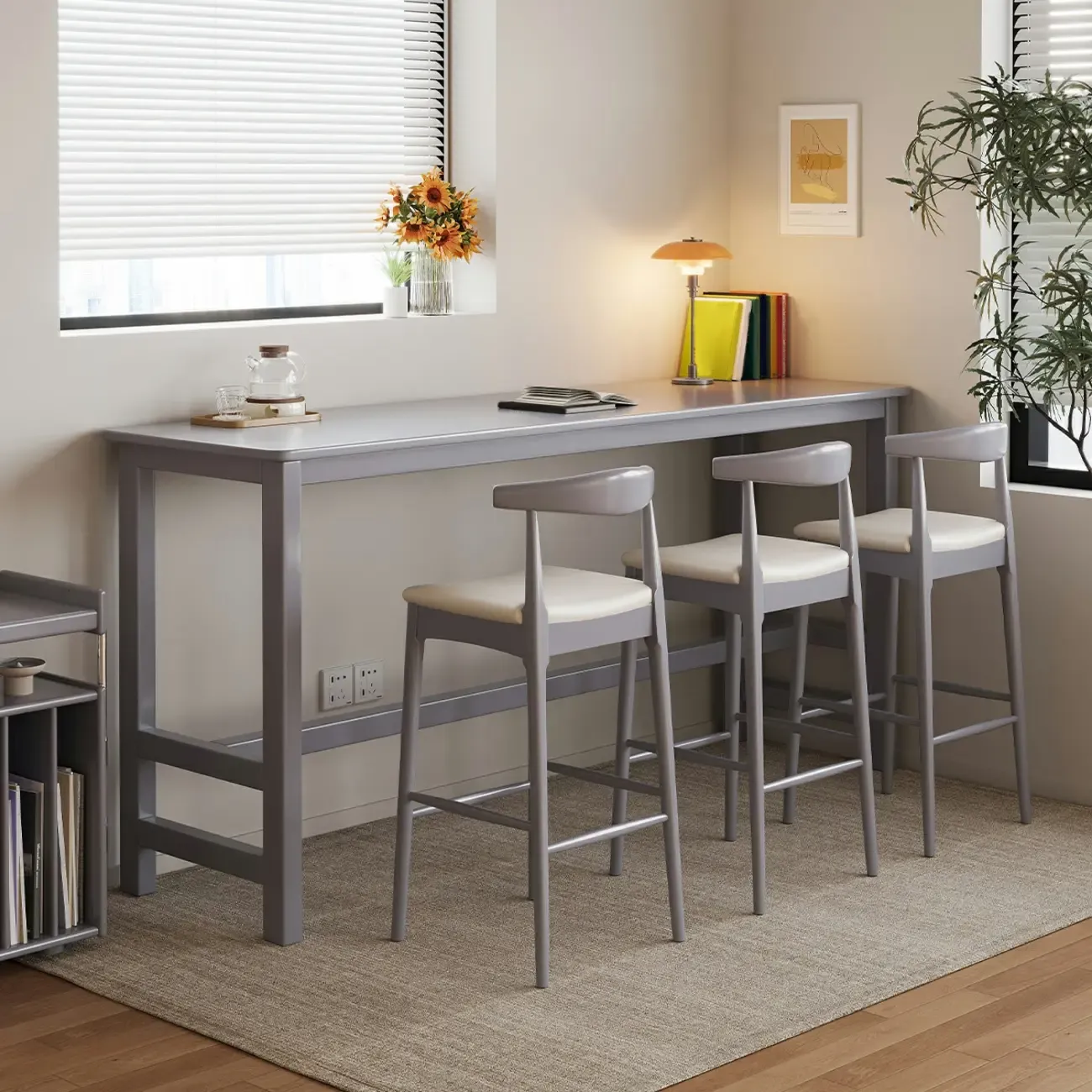 Modern Rubberwood Bar Tables with Trestle Base Image - 7