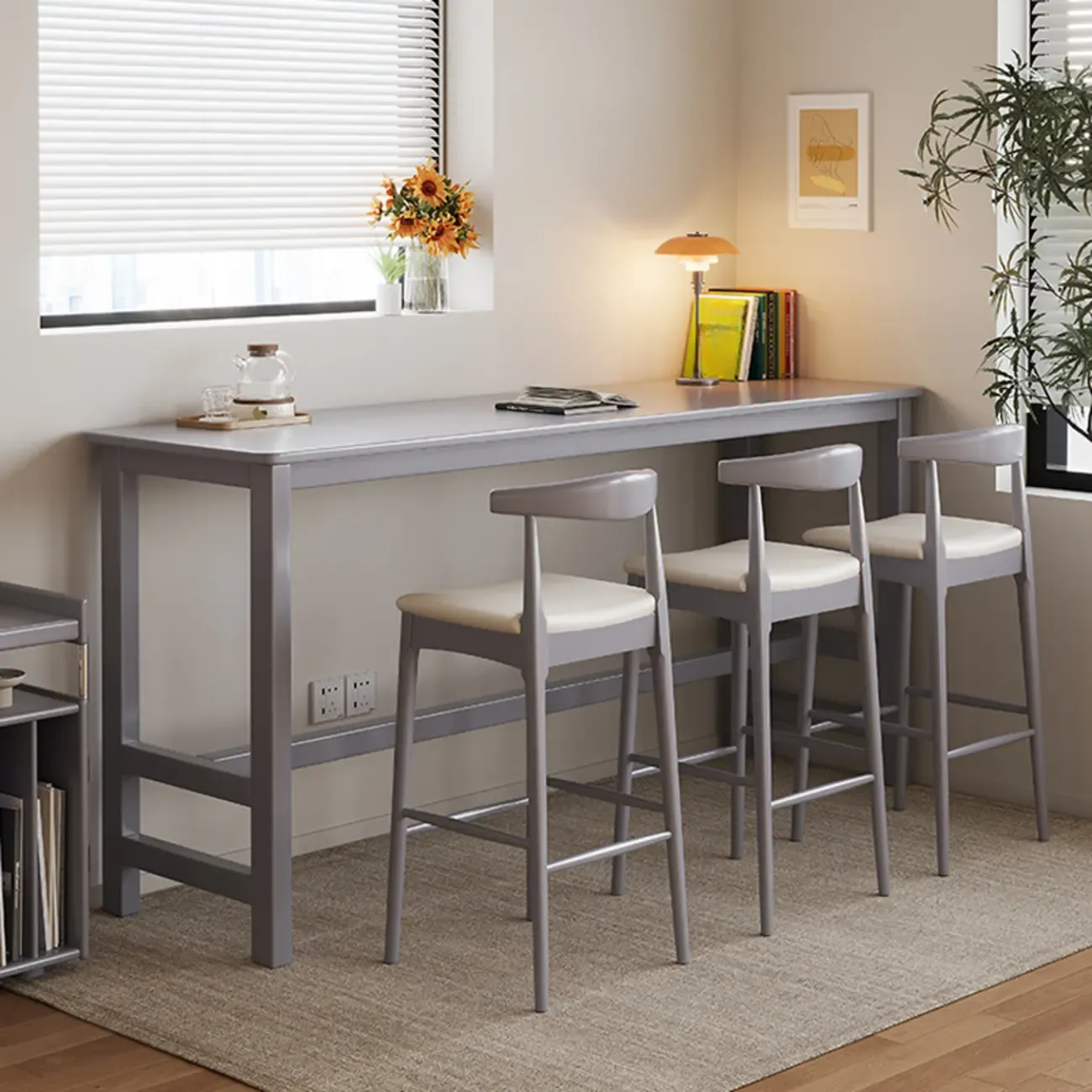 Modern Rubberwood Bar Tables with Trestle Base Image - 8