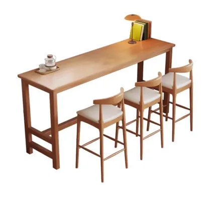 Modern Rubberwood Bar Tables with Trestle Base Image - 9