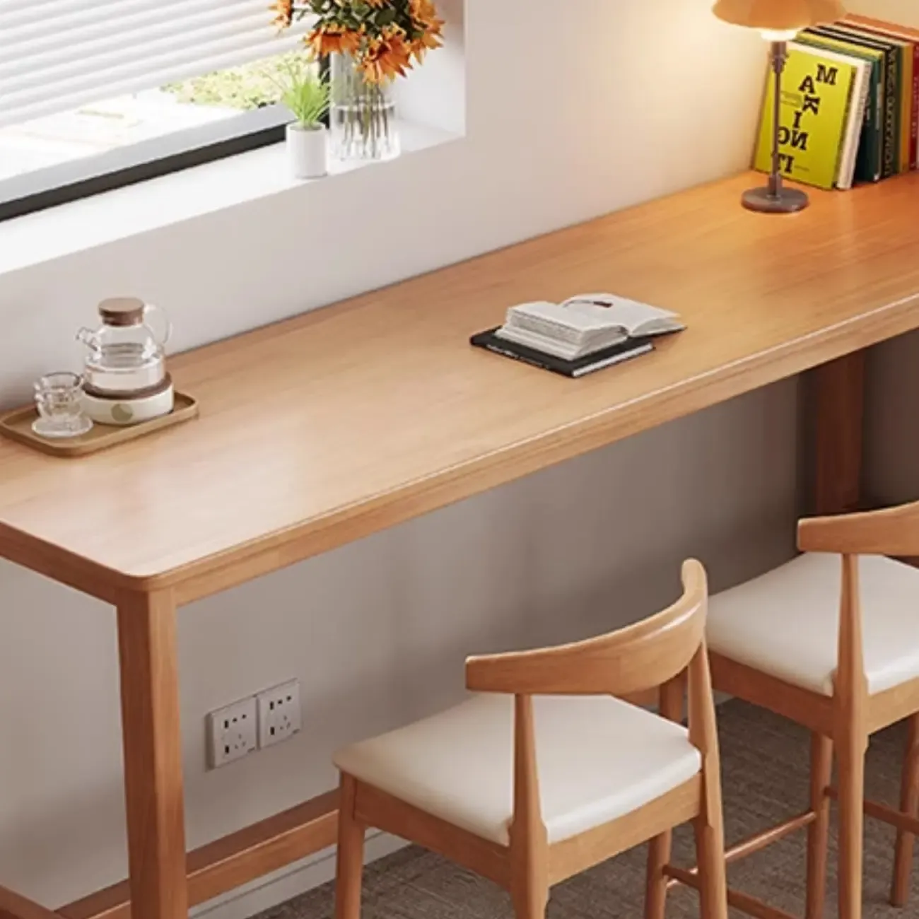 Modern Rubberwood Bar Tables with Trestle Base Image - 12