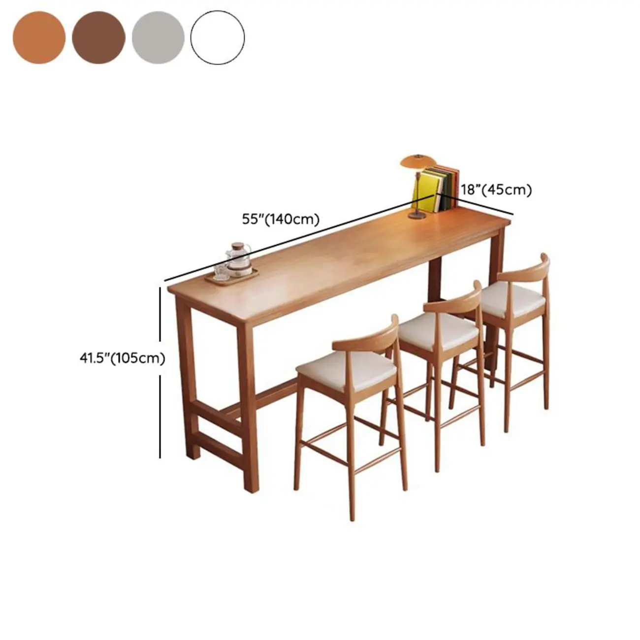 Modern Rubberwood Bar Tables with Trestle Base #size