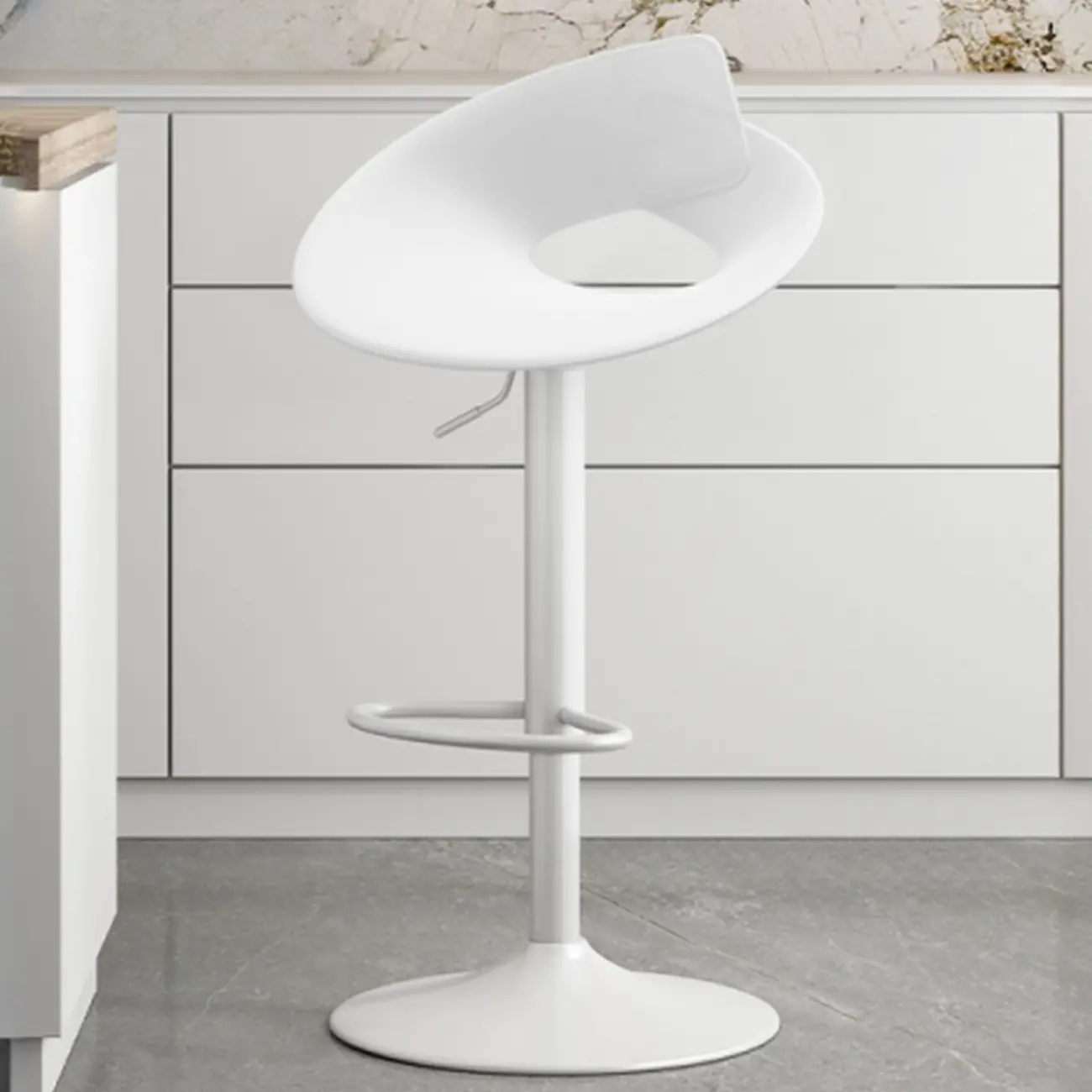Minimalist Plastic Swivel Bar Stools with Upholstered for Kitchen Image - 5 | homeyfad