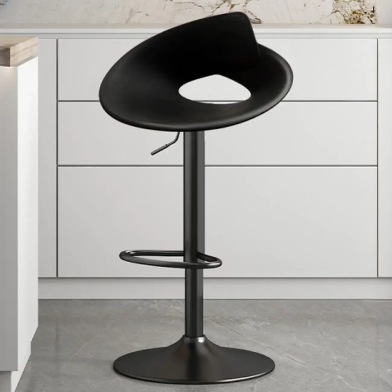 Minimalist Plastic Swivel Bar Stools with Upholstered for Kitchen Image - 6