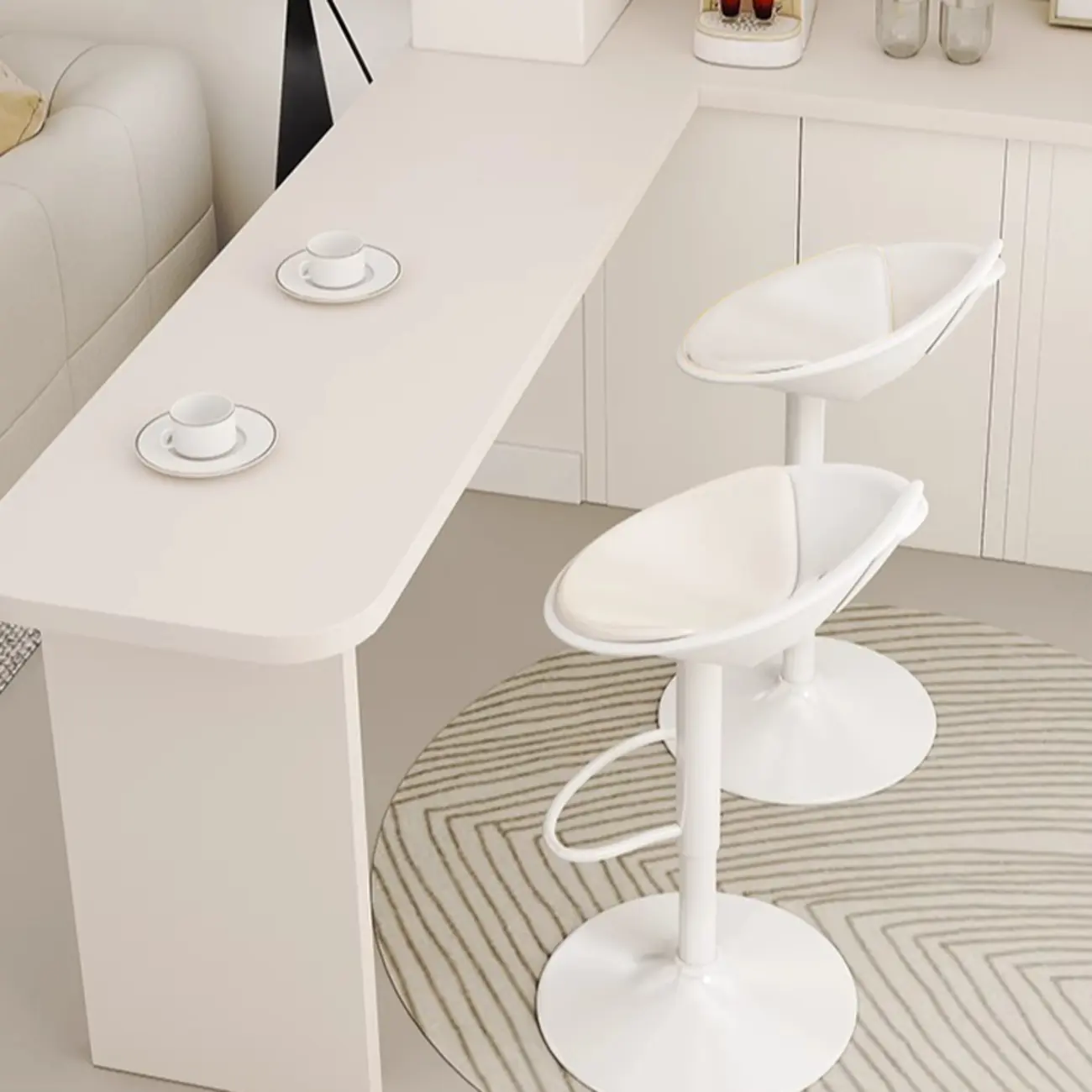 Minimalist Plastic Swivel Bar Stools with Upholstered for Kitchen Image - 1 | homeyfad